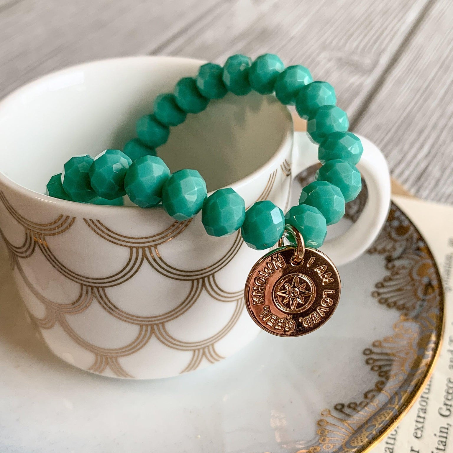 Loved, Seen & Known Teal Glass Bracelet