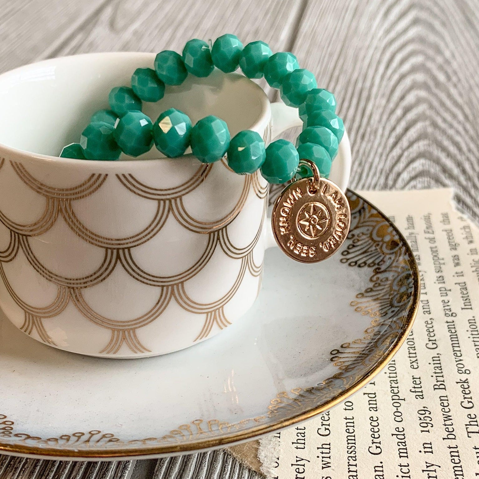 Loved, Seen & Known Teal Glass Bracelet