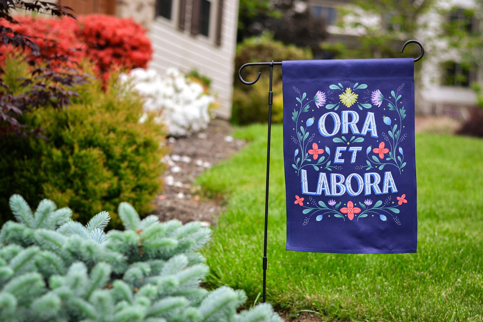 St. Benedict Ora et Labora Garden Flag