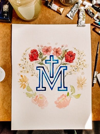 Marian Cross Garden Flag