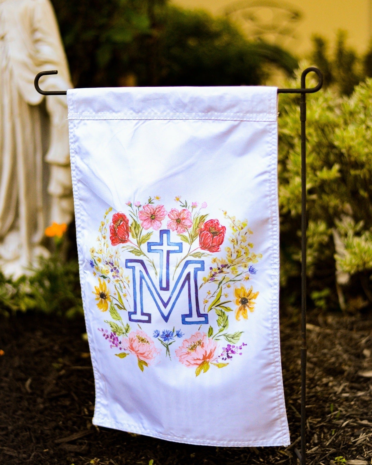 Marian Cross Garden Flag