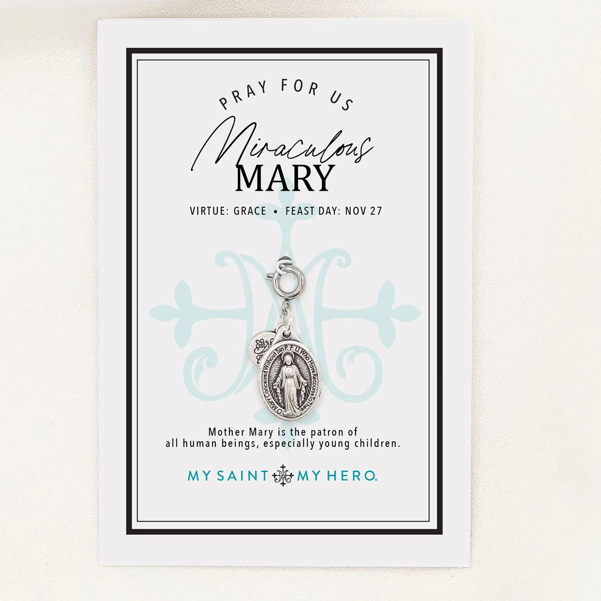 Miraculous Mary Blue Enamel Medal