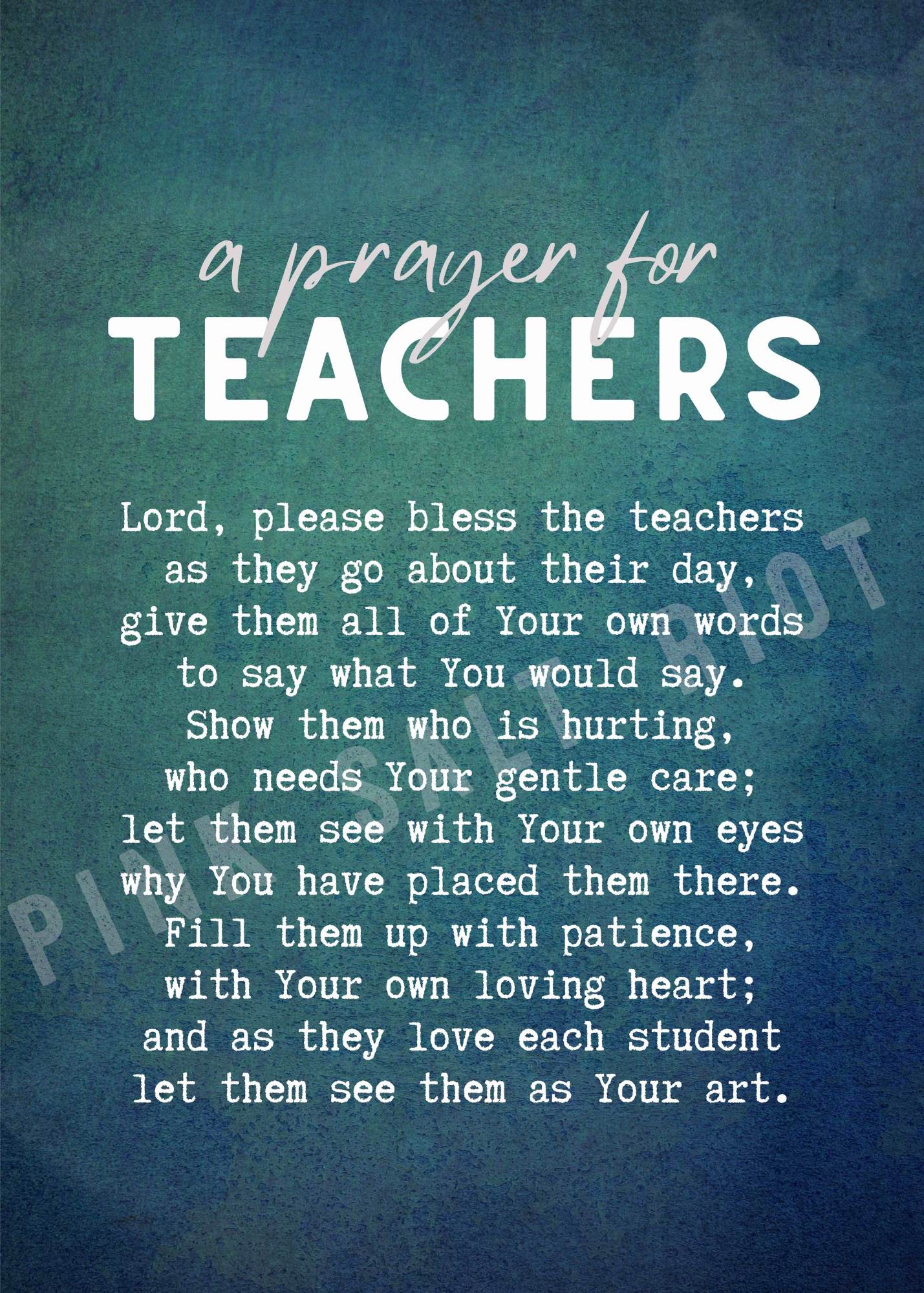Prayer for Teachers Double Sided Print