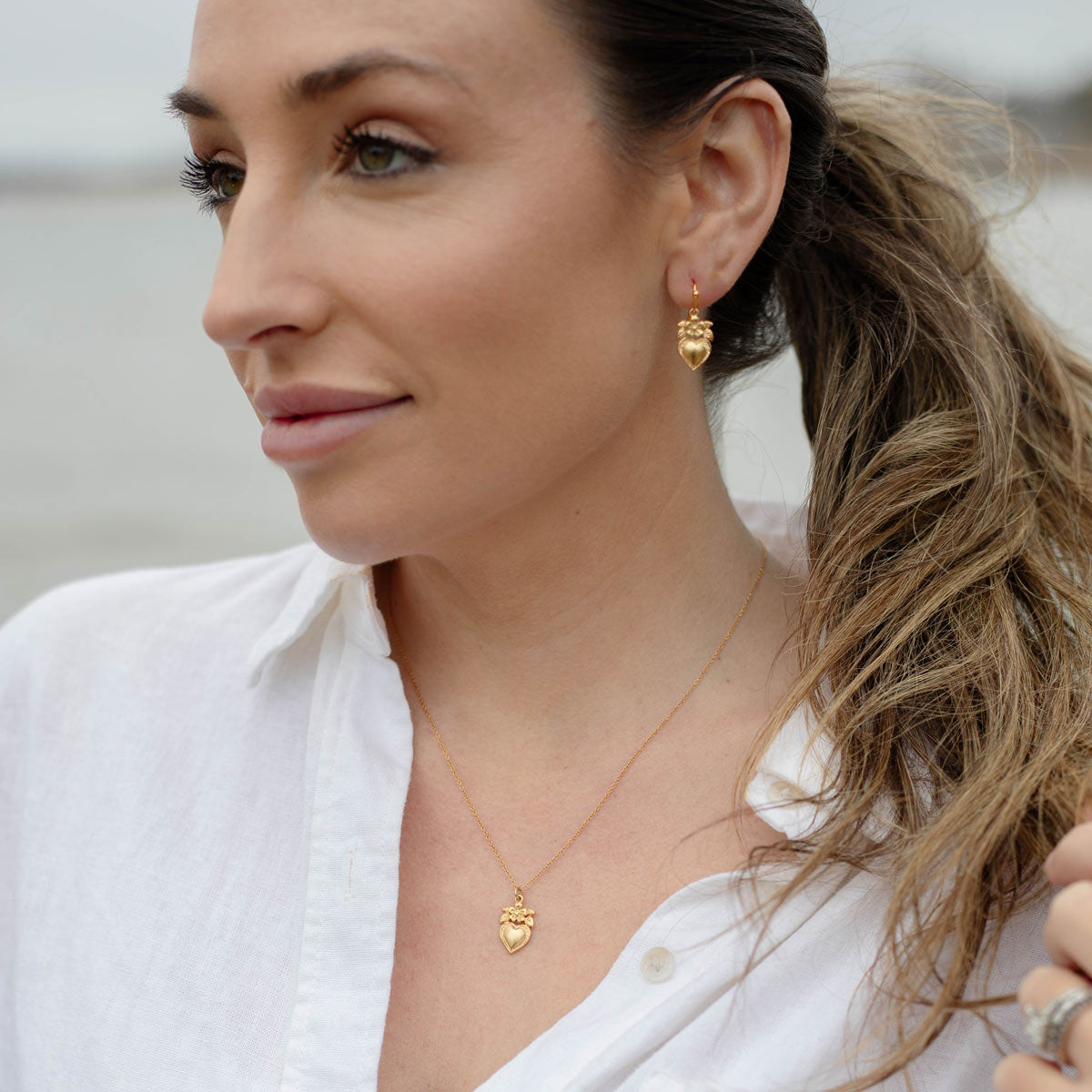 Sacred Heart Flower Earrings