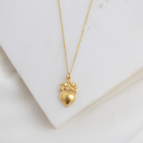 Sacred Heart Flower Necklace