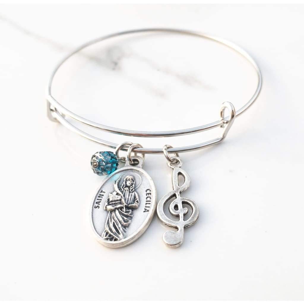 St Cecilia Patron Saint of Musicians Bangle Bracelet