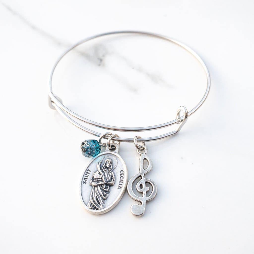 St Cecilia Patron Saint of Musicians Bangle Bracelet