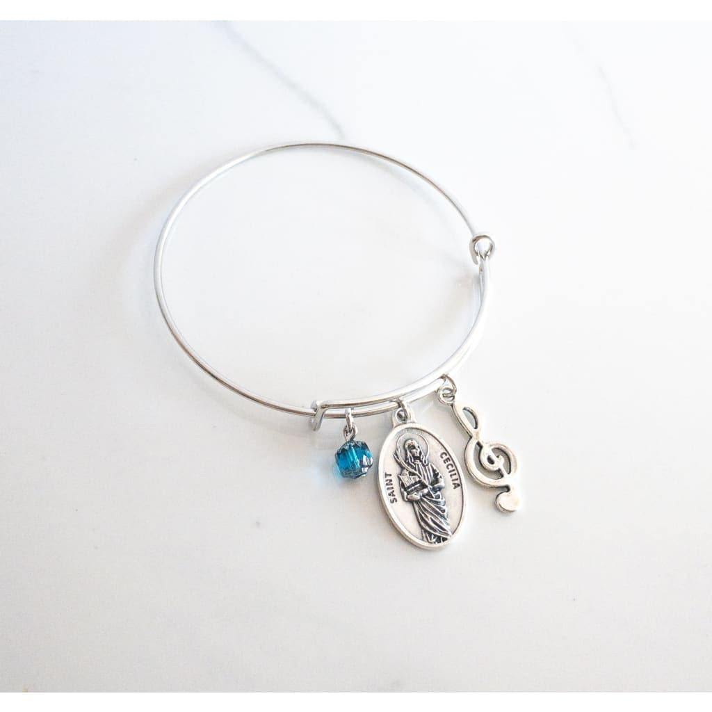 St Cecilia Patron Saint of Musicians Bangle Bracelet