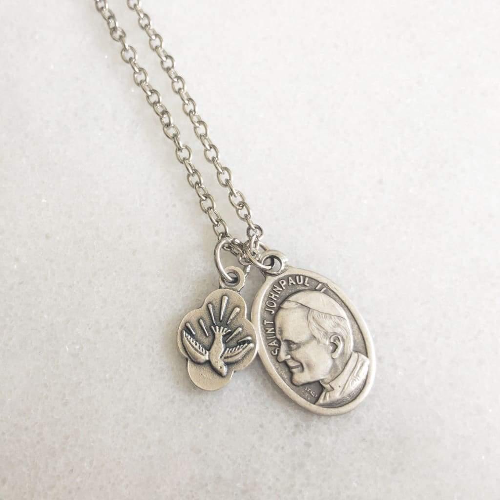 St John Paul II and Holy Spirit Necklace