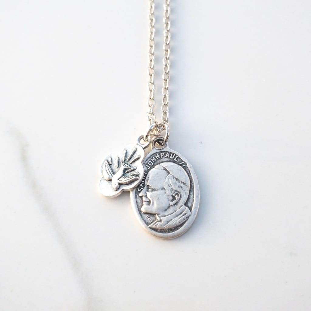 St John Paul II and Holy Spirit Necklace