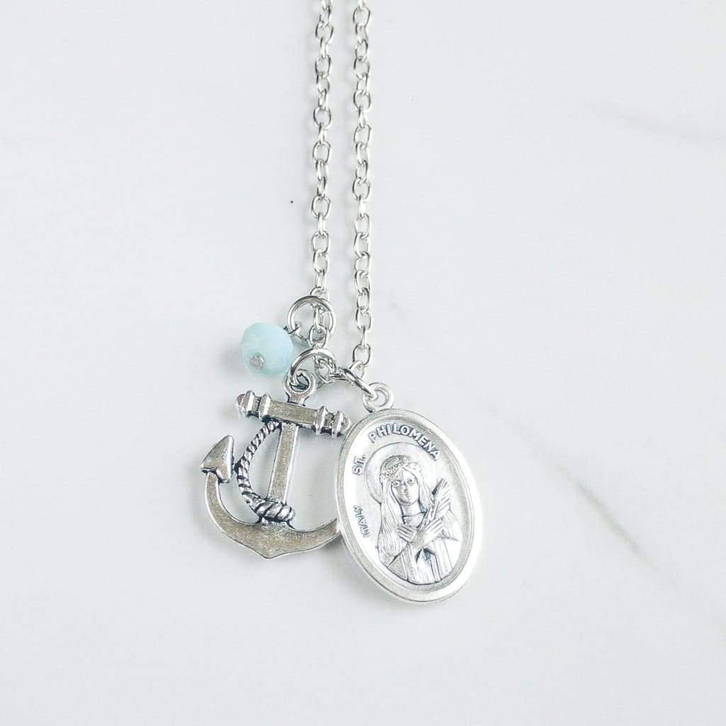 St Philomena and Anchor Necklace