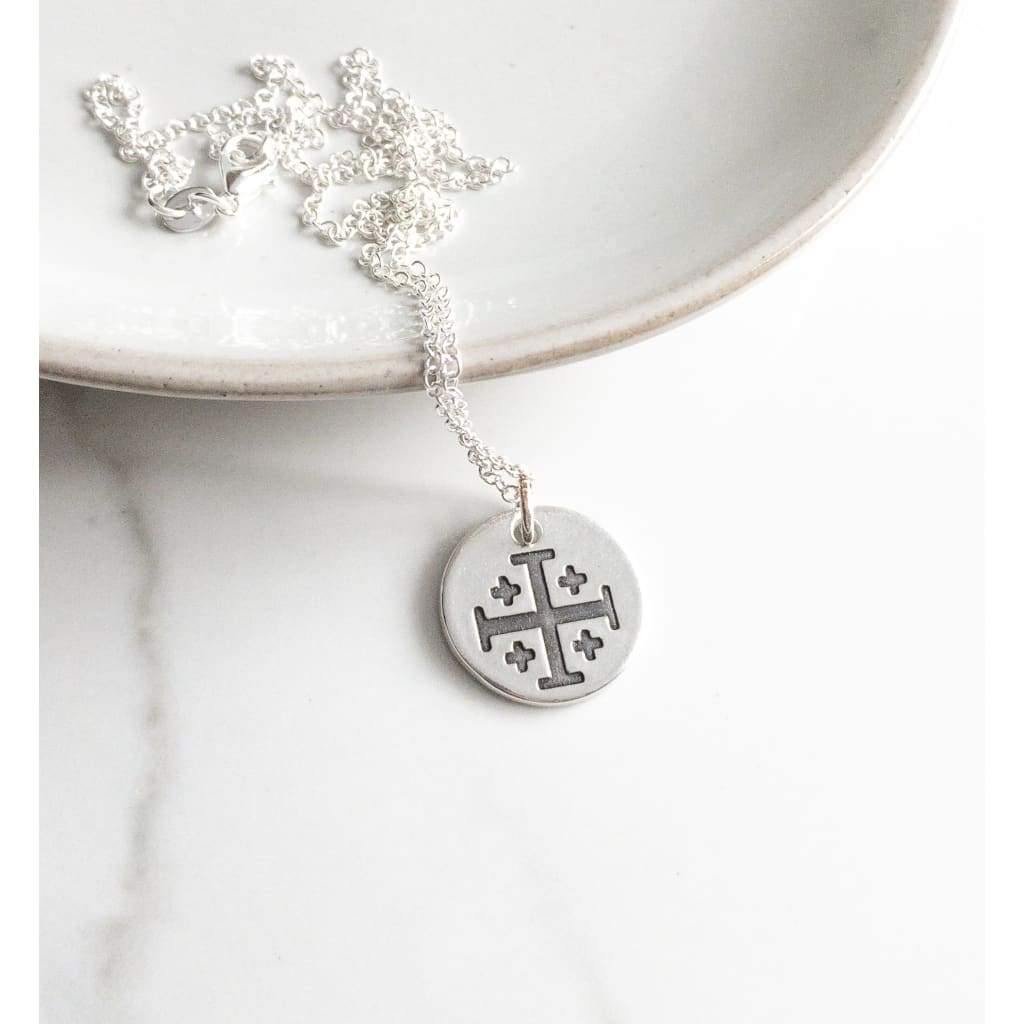 Sterling Silver Jerusalem Cross Necklace