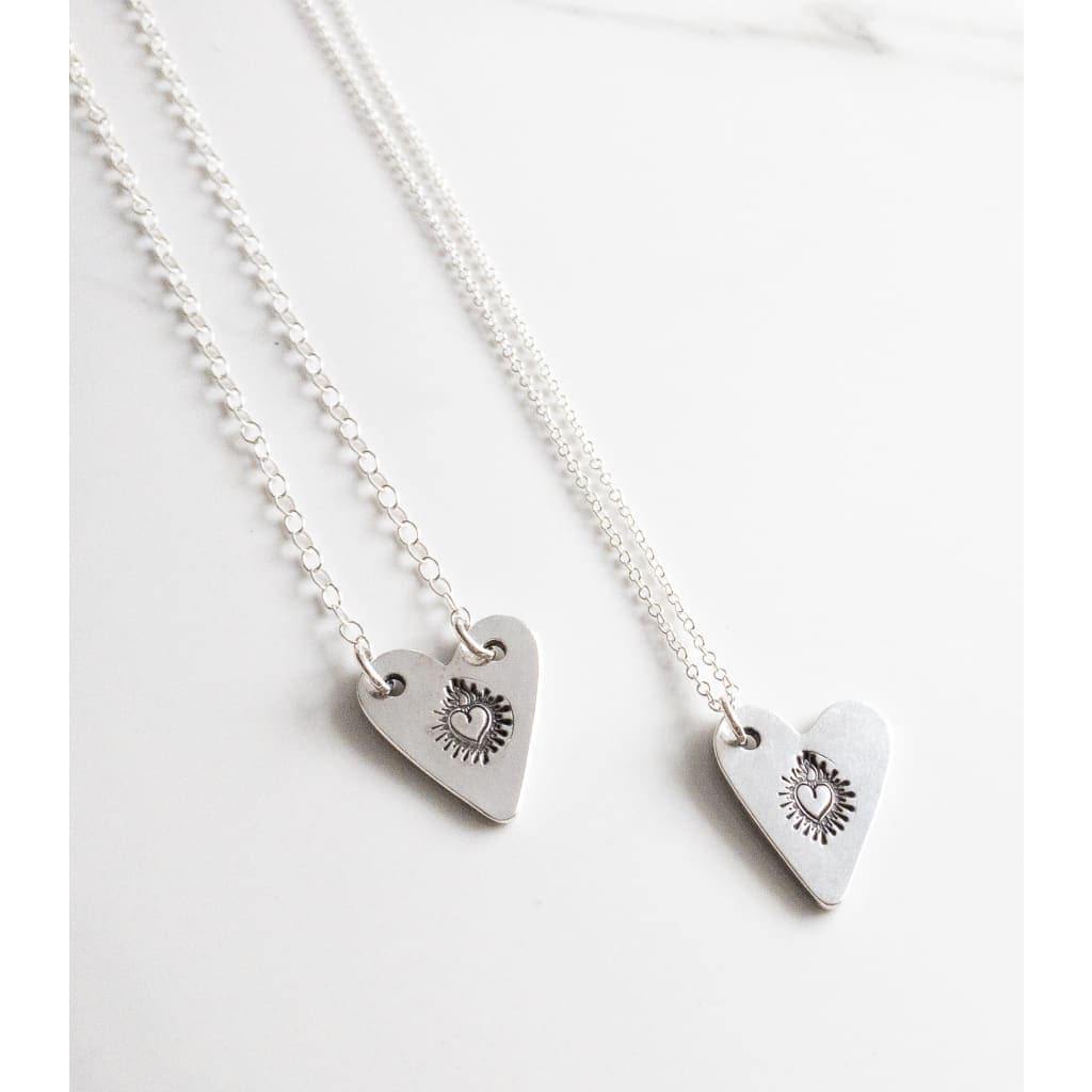 Sterling Silver Sacred Heart of Jesus Necklace