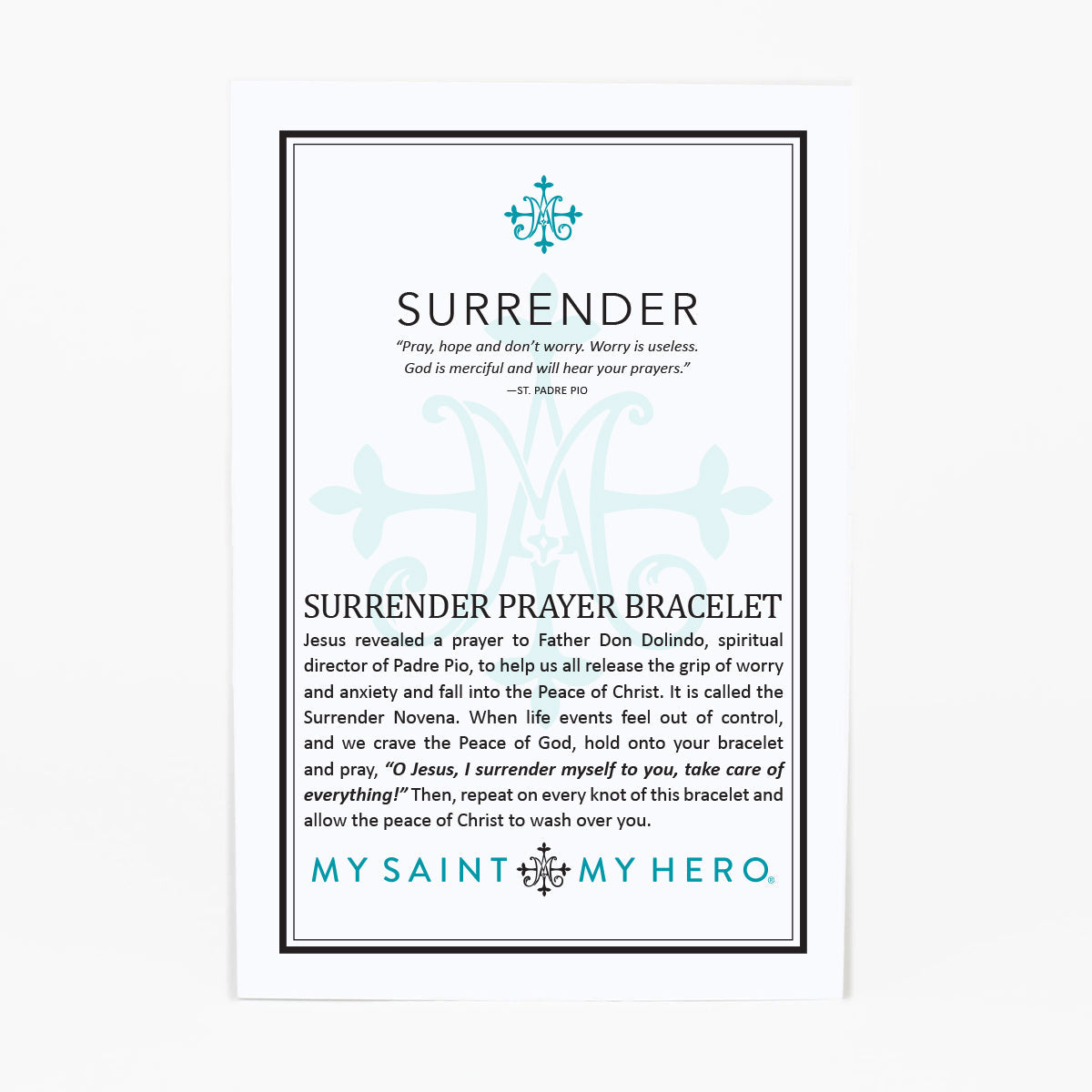 Surrender Prayer Bracelet inspirational card front