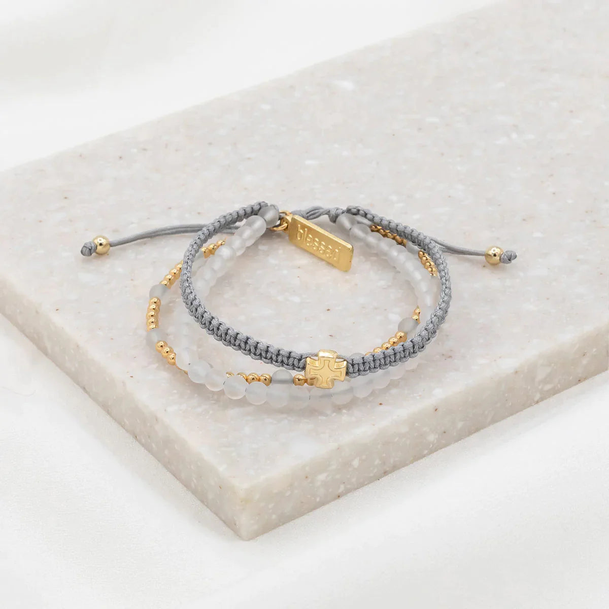 Be Still Prayer Bracelet - Frosted Quartz