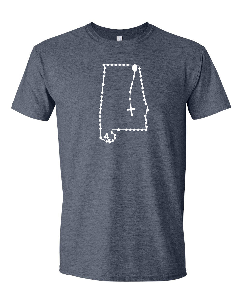 Alabama State Catholic Rosary Custom T-shirt Gift, State Pride, graphic tees, oversized - shirt-front-heathered navy