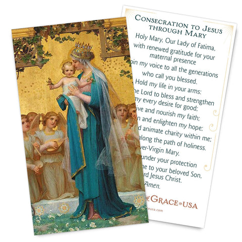 Consecration to Jesus through Mary Holy Card - Gold Version