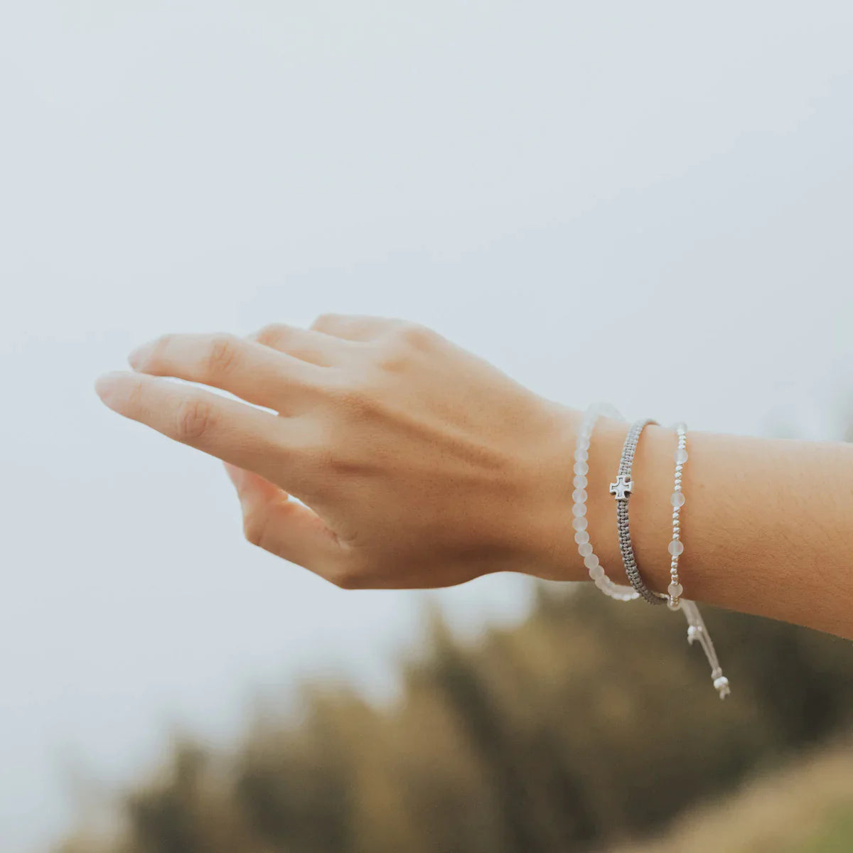 Be Still Prayer Bracelet - Frosted Quartz