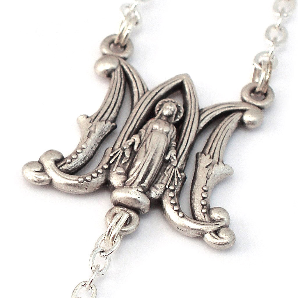 Miraculous Medal Silver Rosary