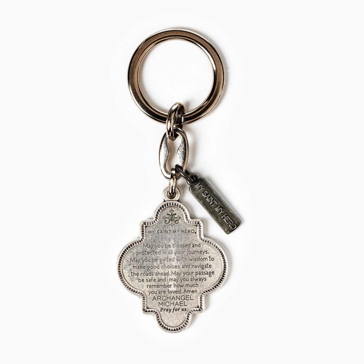 Archangel Michael Armor of Protection Keyring - Prayer to Archangel Michael on the back